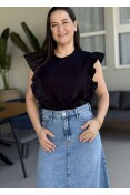 BLUSA FEMININA CLC BABADOS LATERAIS COMFORT FASHIO - Off white