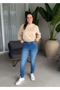 Blusão Feminino Capuz Logo Alvo Triton - Bege