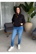 Blusão Feminino Capuz Logo Alvo Triton - Preto