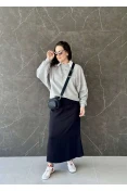 Blusão Moletom Feminino Amplo Clc - Cinza