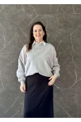 Blusão Moletom Feminino Amplo Clc - Cinza