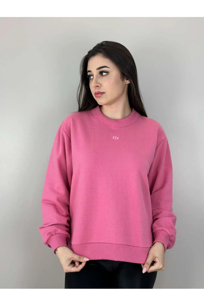 Blusão Moletom Feminino BAsico Bordado Colcci - Rosa claro