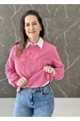 Blusão Moletom Logo Emborrachada Colcci - Rosa chiclete
