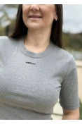 blusa canelada Colcci logo frontal - Cinza