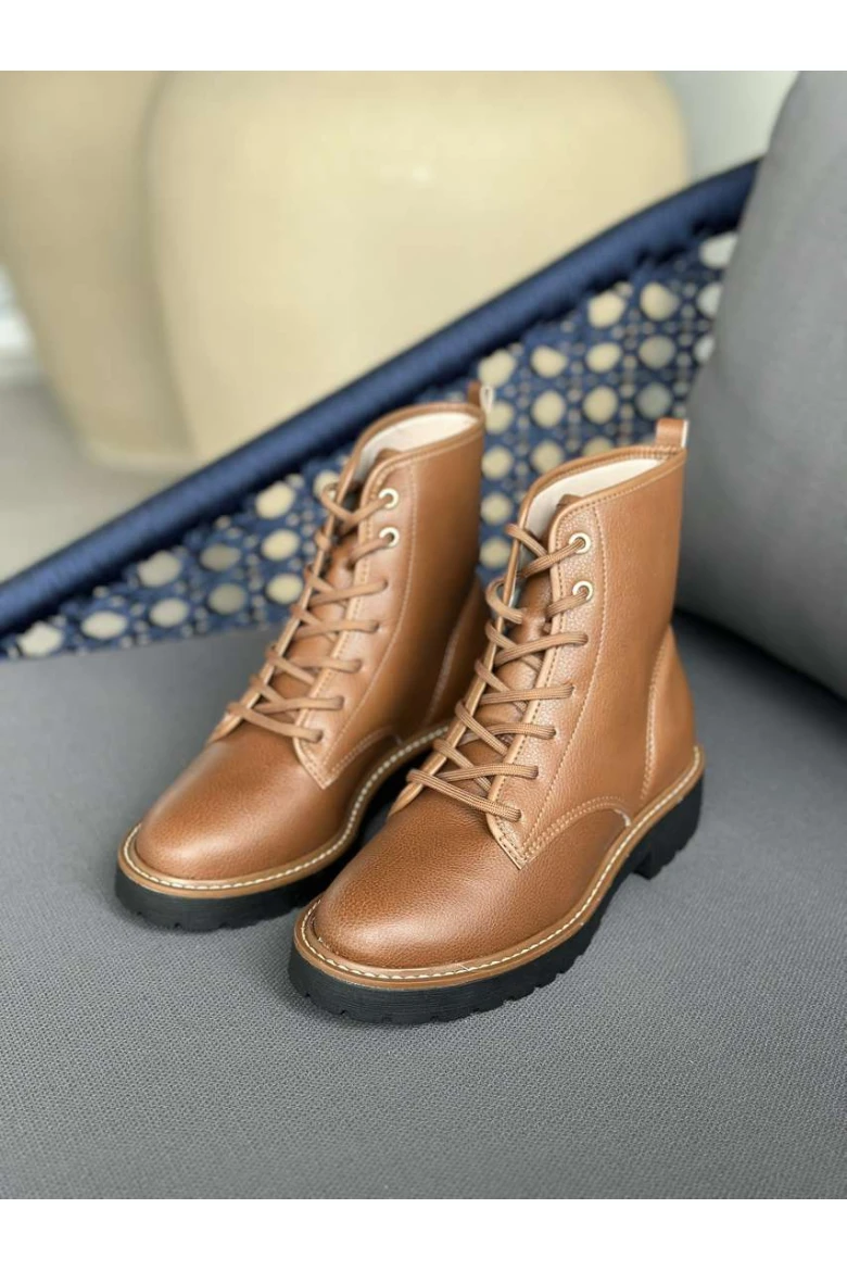 Bota Coturno Cano Curto Vizzano Napa Floather - Caramelo
