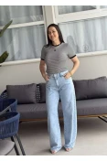 CALÇA FEMININA NEXO LUA JEANS WIDE LEG - Jeans claro