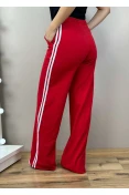 Calça Feminina Esporte Faixa Lateral - Vermelho