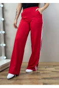 Calça Feminina Esporte Faixa Lateral - Vermelho