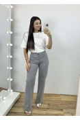 Calça Feminina Jeans Wide Leg Color NW Voox - Cinza