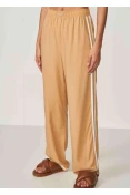 Calça Pantalona Viscose Colcci Sport Friso Lateral - Bege