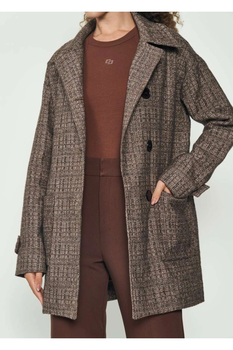 Casaco Feminino Tweed Xadrez Colcci - Marrom