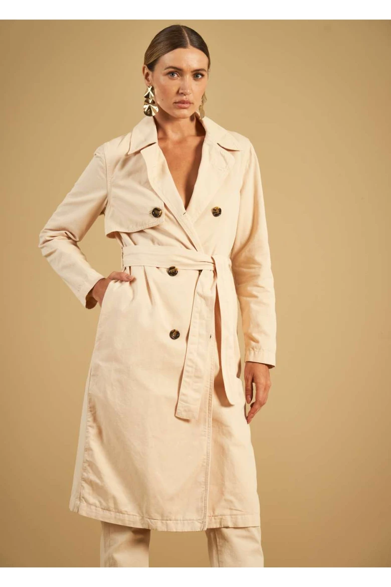 Casaco Trench Coat Sarja Sommer - Areia