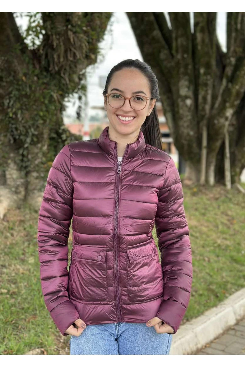 JAQUETA FEMININA BLUE ROSE POLIAMIDA METALIZADA - Bordo
