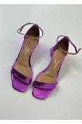 Sandália Feminina Salto Bloco Metalizada Vizzano - Roxo
