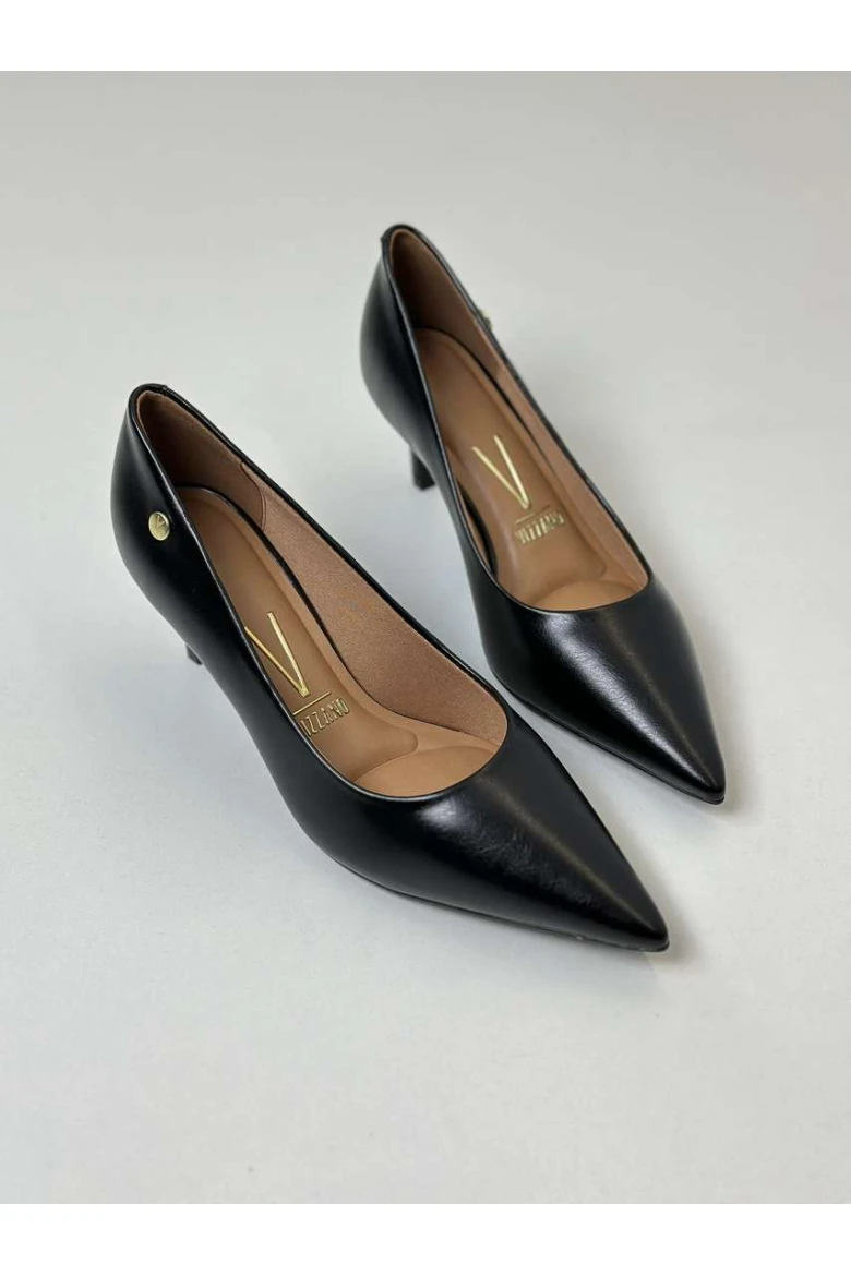 SCARPIN VIZZANO SALTO BAIXO DETALHE DOURADO - Preto