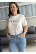 T-SHIRT FEMININA COLCCI LOGO ECO MODELAGEM BOY - Off shell
