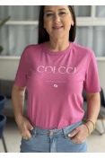 T-SHIRT FEMININA COLCCI LOGO ECO MODELAGEM BOY - Rosa