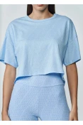 T-shirt Feminina Cropped Logomania Colcci Sport - Azul bebe