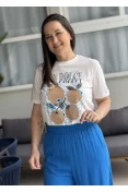 TSHIRT FEM ESTAMPADA LA DOLCE COLCCI - Off shell