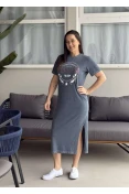 VESTIDO CAMISETAO TRITON EST BORN TO BE FEARLESS - Cinza