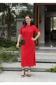 VESTIDO MIDI COLCCI LOGO EMBORRACHADA - Vermelho