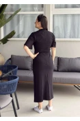 VESTIDO MIDI FEMININO BASICO LOGO METAL - Preto