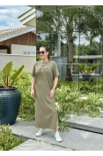 Vestido Malha CLC Midi com Fenda Lateral - Verde