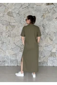 Vestido Malha CLC Midi com Fenda Lateral - Verde