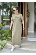 Vestido Malha CLC Midi com Fenda Lateral - Verde